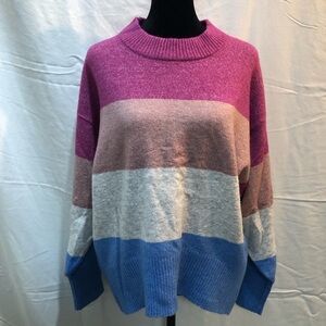 a new day Pink and Purple Crew Neck Sweater Cozy Knit